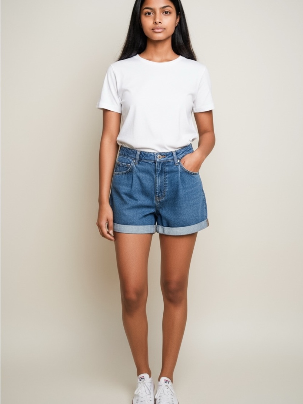 Joie High-Rise Rolled Hem Blue Denim Shorts